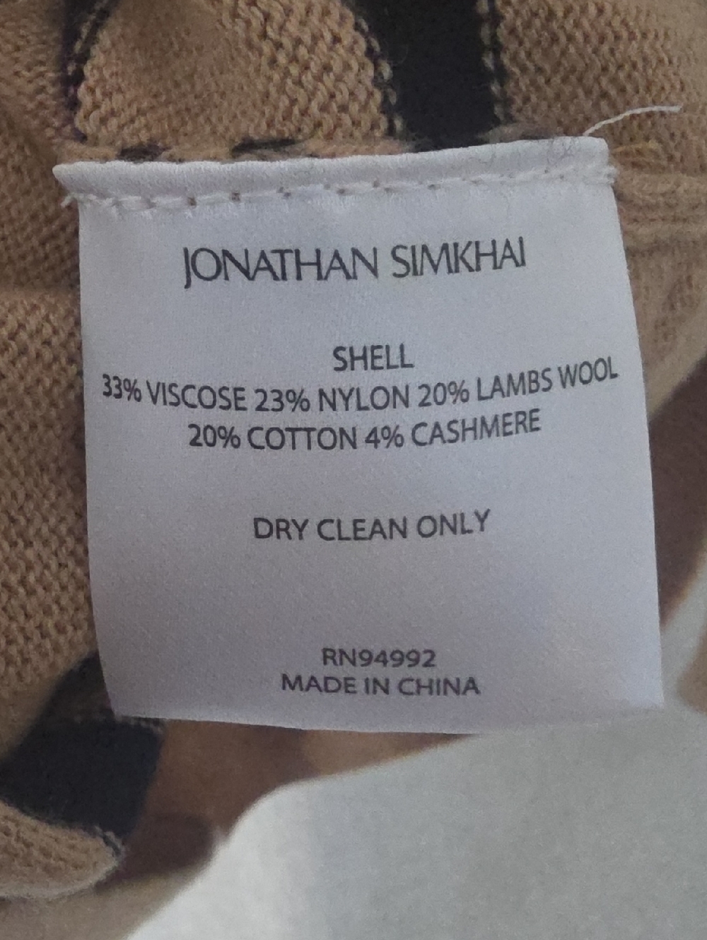 Jonathan Simkhai Tan and Black Striped Puff-Sleeve Sweater XS - Picture 5 of 5